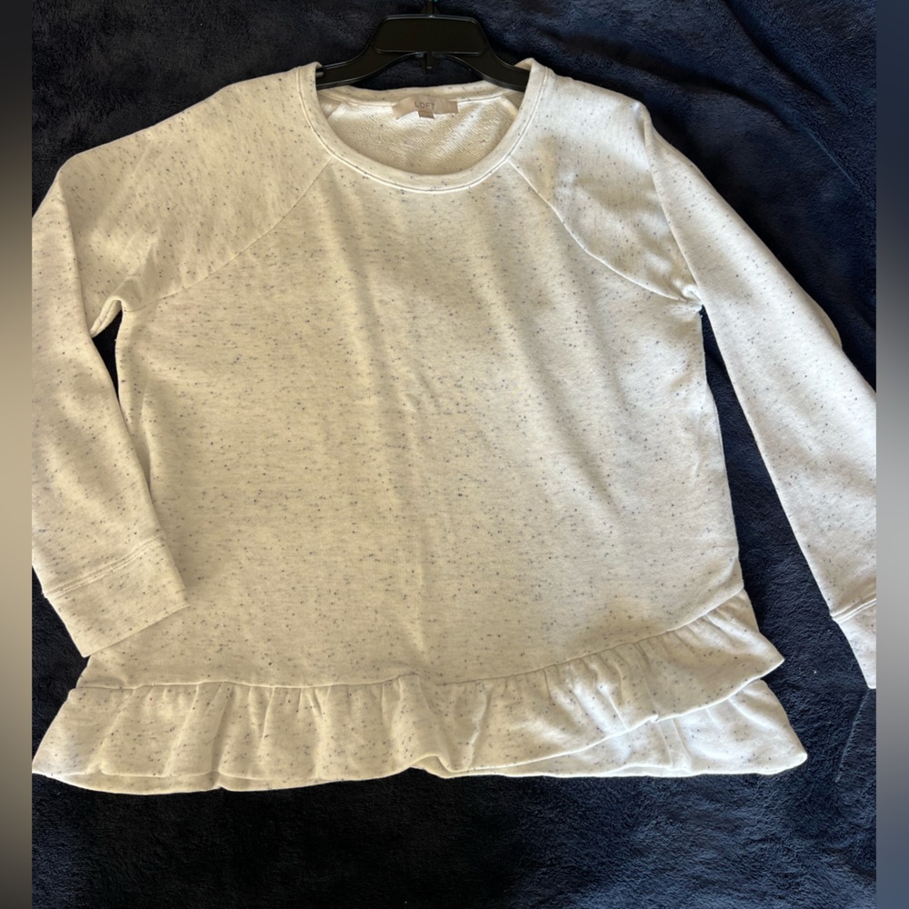 LOFT Speckled White Knit Top
